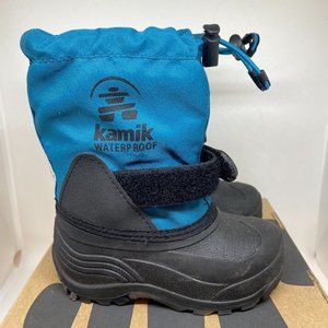 Kamik Blue and Black Winter Snow Boots, Little Kids 8 Wide